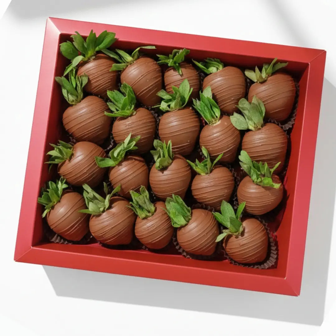 Aisha Box — Belgian milk chocolate dipped strawberries gift box Dubai same-day delivery