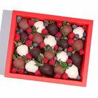 Aisha Trio Box — milk dark and white Belgian chocolate strawberry gift box Dubai