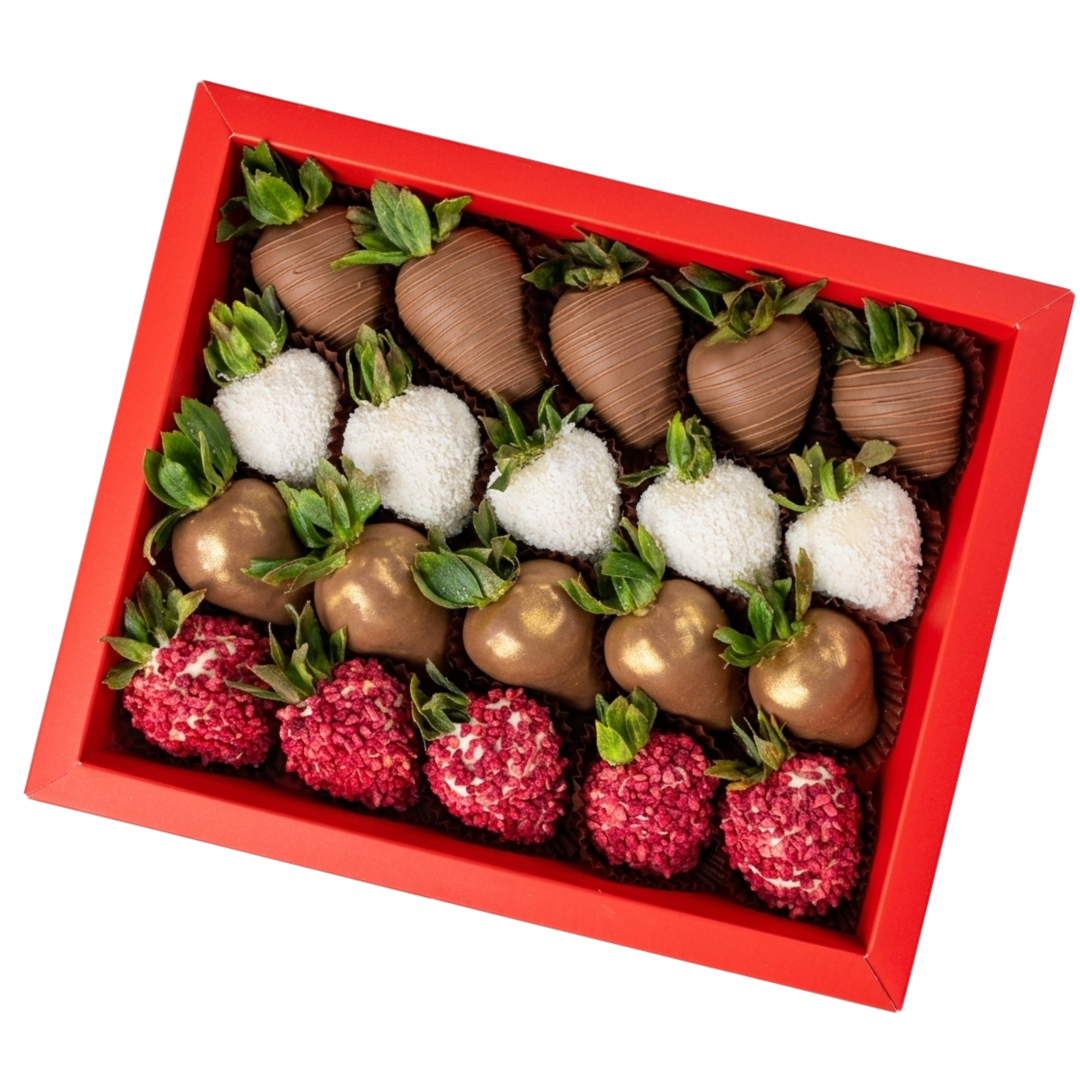 Jamila Box — beautifully decorated Belgian chocolate strawberry gift box Dubai