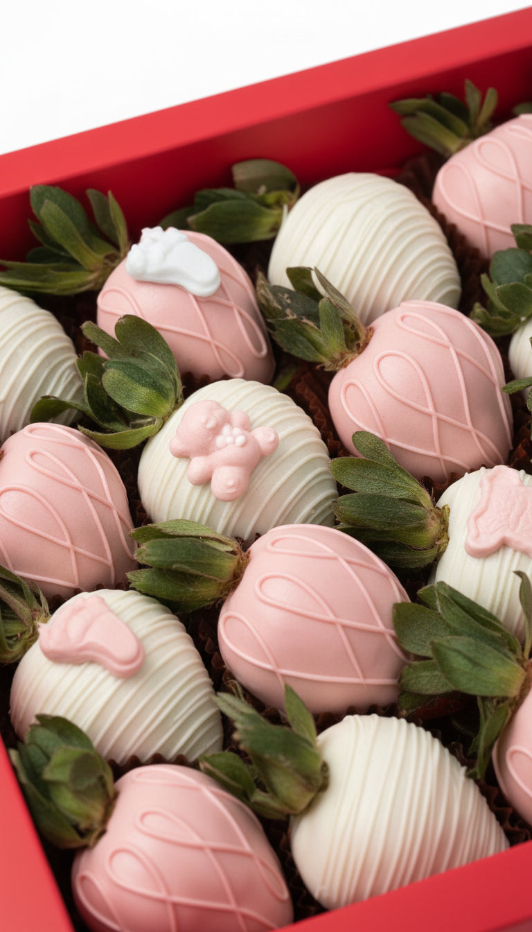 Welcome Baby Pink — newborn baby girl chocolate strawberry gift box Dubai UAE delivery