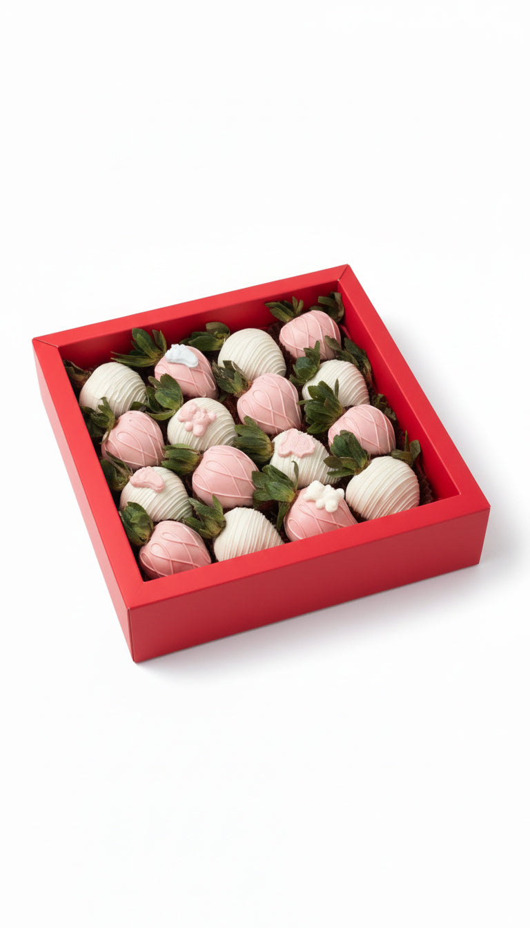 Welcome Baby Pink — newborn baby girl chocolate strawberry gift box Dubai UAE delivery
