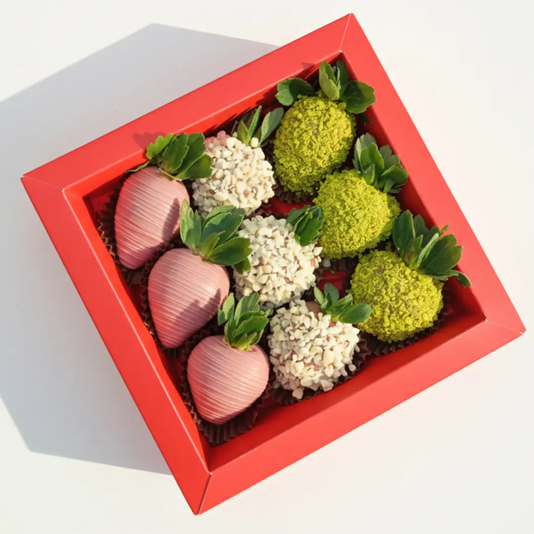 Yasmin Box — premium Belgian chocolate strawberry floral gift box Dubai UAE